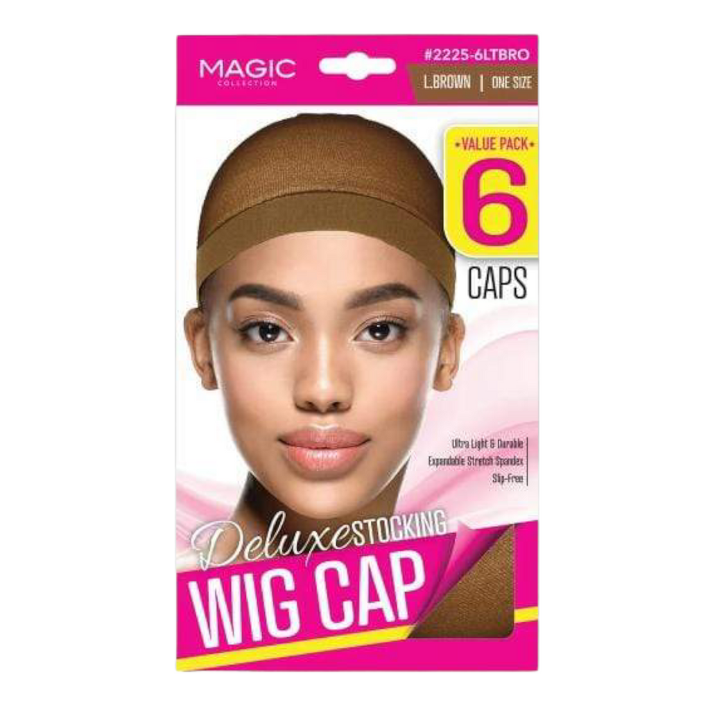 MAGIC Deluxe Stocking Wig Cap 6 Caps Light Brown