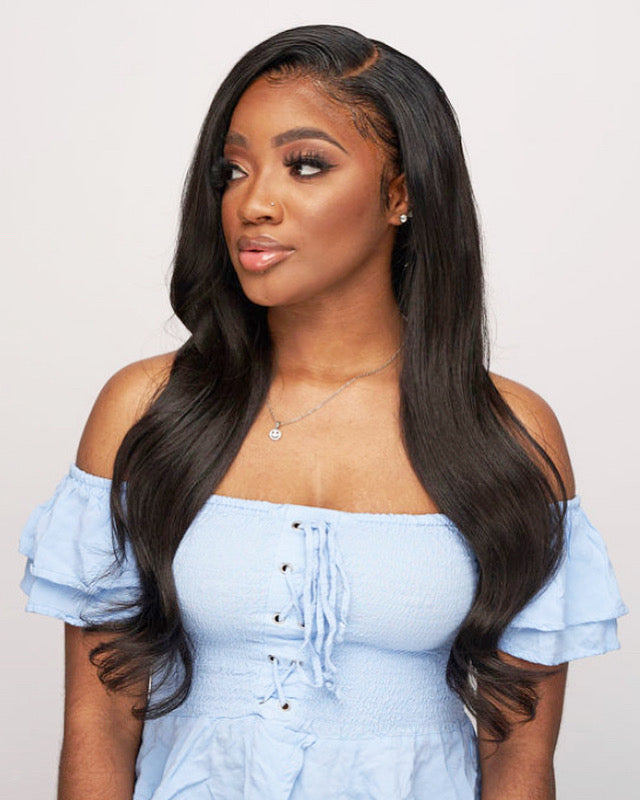 13x4 Transparent Pre-Plucked Virgin Body Wave Lace Frontal Wig 180 Density