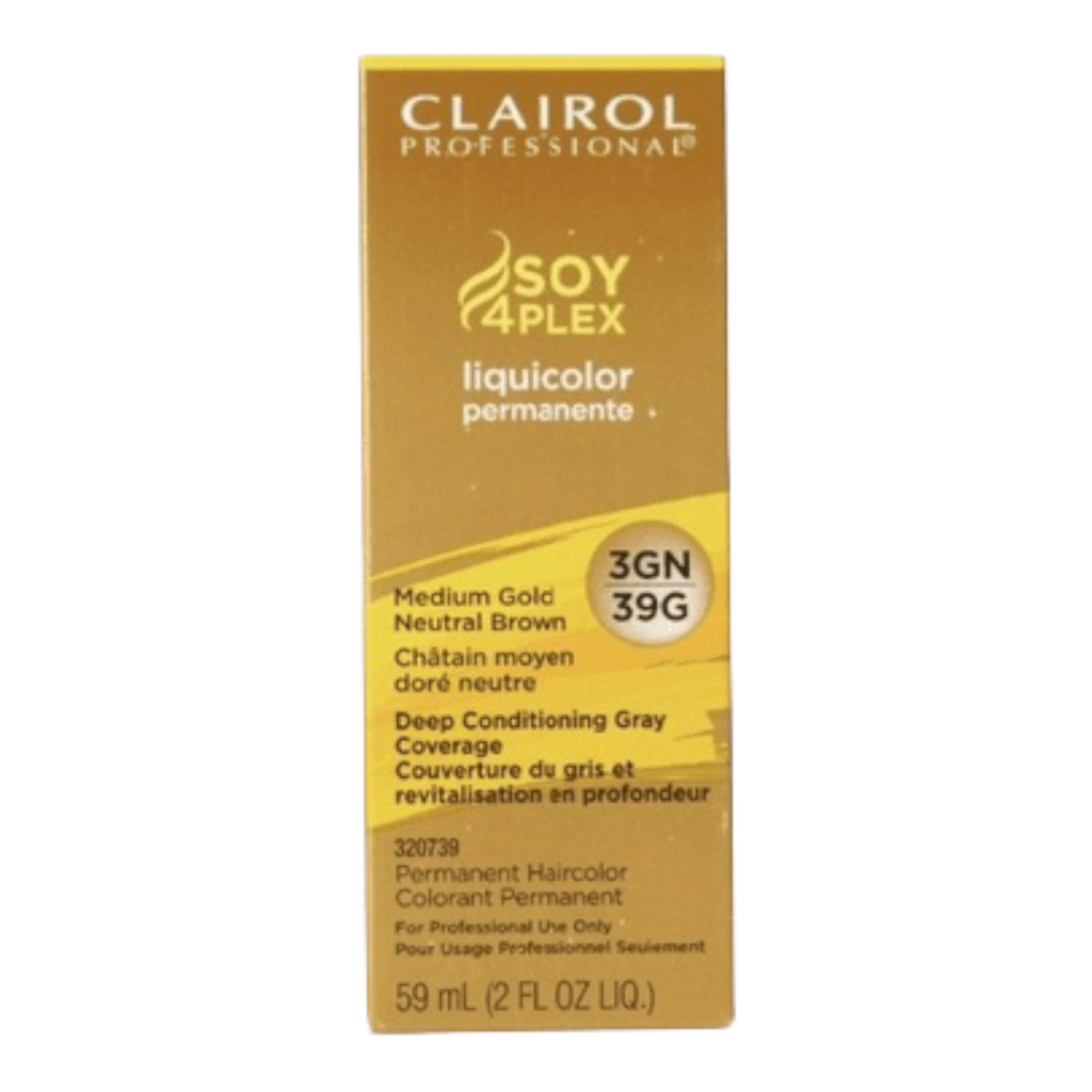 Clairol Professional Soy4Plex Liquicolor Permanent Hair Color 3GN/39G Medium Gold Neutral Brown 2oz