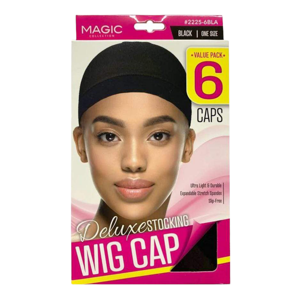 MAGIC Deluxe Stocking Wig Cap 6 Caps Black