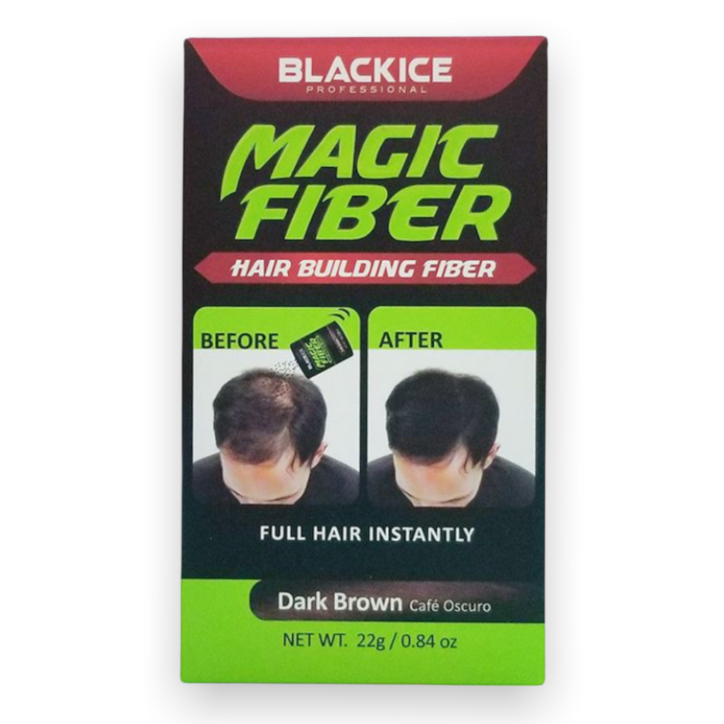Black Ice Magic Fiber Hair Building Fiber-Dark Brown 0.97oz