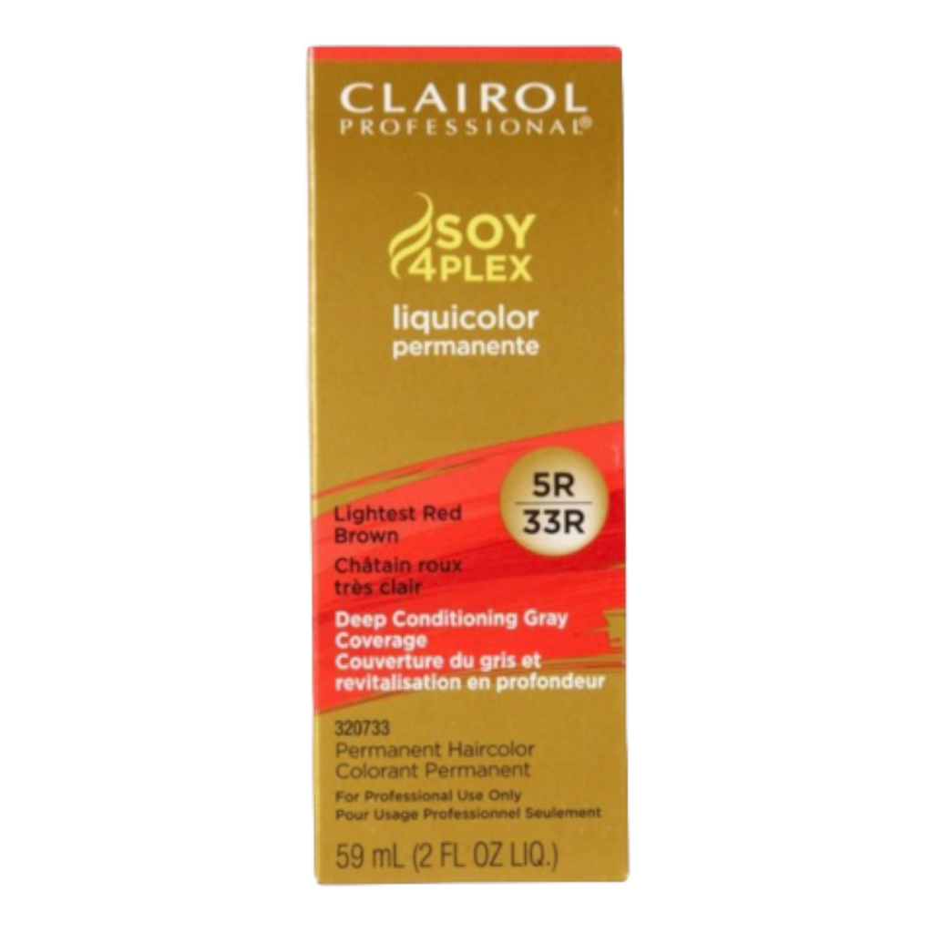 Clairol Soy4Plex LiquiColor Permanent Hair Color 5R/33R Lightest Red Brown 2oz